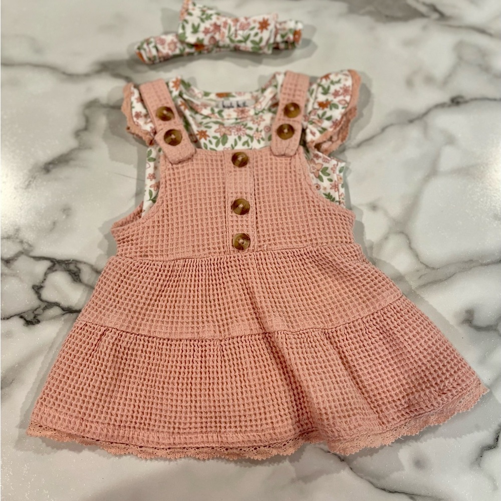 Nicole Miller Pink Baby Outfit with Floral Accents